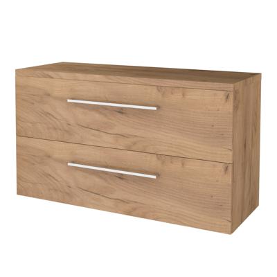 Badmeubelset BWS Salt 120x46cm Met Grepen 2 Lades Met Afdekplaat Whisky Oak