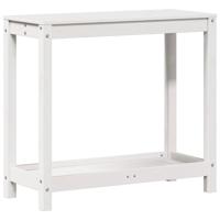 VidaXL Oppottafel met schap 82,5x35x75 cm massief grenenhout wit - thumbnail