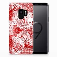 Silicone Back Case Samsung Galaxy S9 Angel Skull Rood - thumbnail