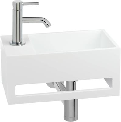 Saqu Tenno fonteinset met chromen kraan hendel links solid surface mat wit