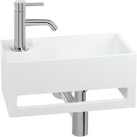 Saqu Tenno fonteinset met chromen kraan hendel links solid surface mat wit - thumbnail