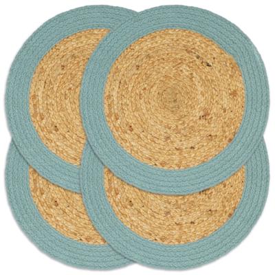 VidaXL Placemats 4 st 38 cm jute en katoen natuurlijk en groen