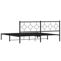 Bedframe met hoofdbord metaal zwart 193x203 cm - thumbnail