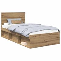 Bedframe Ambachtelijk eiken 100 x 200 cm Massief grenenhout - thumbnail