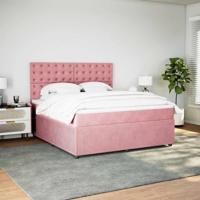 Boxspring met matras fluweel roze 180x200 cm - thumbnail