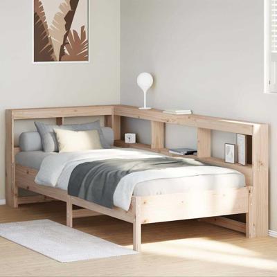 Bed met boekenkast zonder matras massief grenenhout 75x190 cm