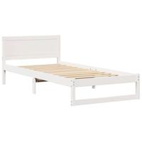 Bedframe met hoofdeinde Wit 90 x 190 cm Massief grenenhout - thumbnail