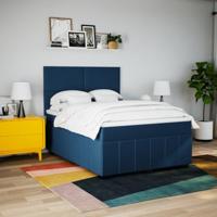 Boxspring met matras stof blauw 140x200 cm - thumbnail