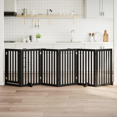 Hondenhek inklapbaar 6 panelen 300 cm populierenhout zwart Hondenhek inklapbaar 6 panelen 300 cm populierenhout zwart