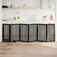 Hondenhek inklapbaar 6 panelen 300 cm populierenhout zwart - thumbnail