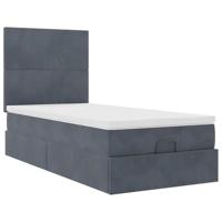 Ottoman bed met matrassen 80x200cm fluweel donkergrijs - thumbnail