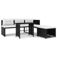 4-delige Loungeset poly rattan zwart - thumbnail