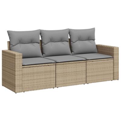 4-delige Loungeset met kussens poly rattan beige