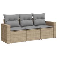 4-delige Loungeset met kussens poly rattan beige - thumbnail