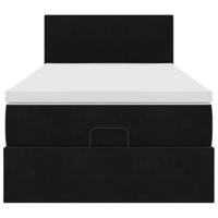 Ottoman bed met matras 80x200cm fluweel zwart - thumbnail