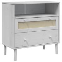 Dressoir SENJA rattan-look 80x40x80 cm massief grenenhout wit - thumbnail