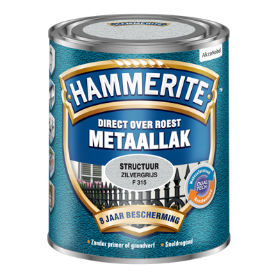 Hammerite Metaallak Direct over Roest Structuur - F315 Zilvergrijs