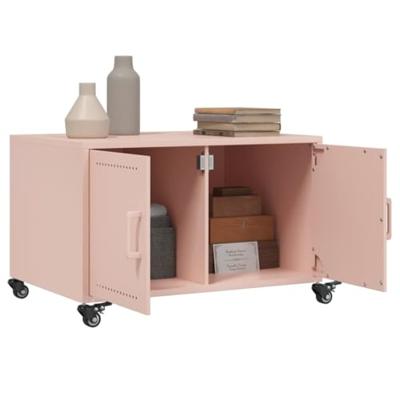 Salontafel 68x50x43,5 cm staal roze