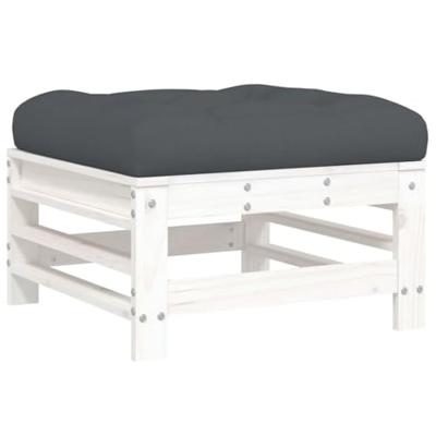 6-delige Loungeset met kussens massief hout wit