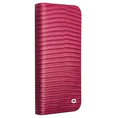 Qialino iPhone 16 Pro hoesje - Leren bookcase - Croco Roze Qialino iPhone 16 Pro hoesje - Leren bookcase - Croco Roze