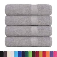 VidaXL Badhanddoeken 4 st 100x150 cm 360 g/m² 100% katoen grijs - thumbnail