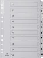 Pergamy tabbladen met indexblad, ft A4, 11-gaatsperforatie, karton, set 1-10 - thumbnail