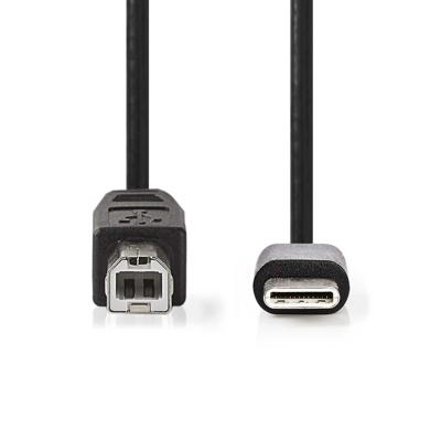 Kabel USB 2.0 | Type-C male - B male | 1,0 m | Zwart Kabel USB 2.0 | Type-C male - B male | 1,0 m | Zwart