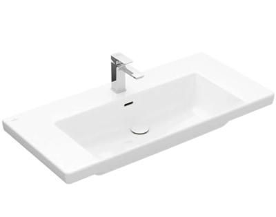 Wastafel Villeroy & Boch Subway 3.0 Met CeramicPlus 1 Kraangat Met Overloop 100x47x16.5 cm Stone White Villeroy & Boch