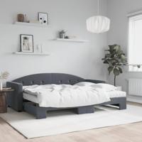 Slaapbank onderschuifbed matrassen 80x200cm fluweel donkergrijs - thumbnail