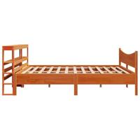 Bedframe met hoofdbord massief grenenhout wasbruin 180x200 cm - thumbnail