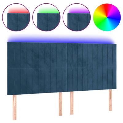 Hoofdbord LED 200x5x118/128 cm fluweel donkerblauw