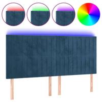 Hoofdbord LED 200x5x118/128 cm fluweel donkerblauw - thumbnail