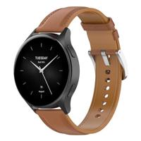 By Qubix - Luxe leren bandje - Lichtbruin - Compatible met Xiaomi Mi Watch/Compatible met Xiaomi Watch 2 / Compatible met Xiaomi Watch S1 / S2 / S3 / S4 - Compatible Xiaomi bandje - thumbnail