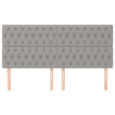 Hoofdborden 4 st 100x7x78/88 cm stof lichtgrijs