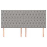 Hoofdborden 4 st 100x7x78/88 cm stof lichtgrijs - thumbnail