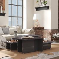 Salontafels 2 st 111,5x50x33 cm bewerkt hout hoogglans grijs - thumbnail