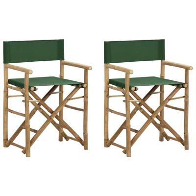 VidaXL Regisseursstoelen 2 st inklapbaar groen bamboe en stof