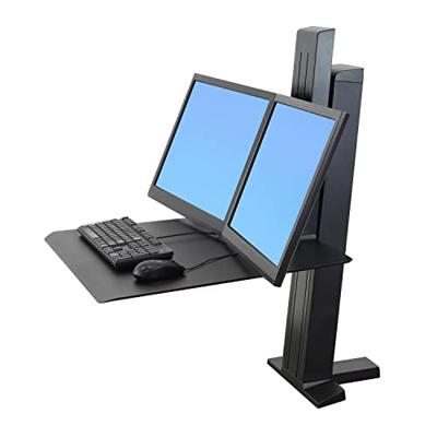 ERGOTRON WorkFit-SR Dual Monitor Sit-Stand Desktop Werkstation zwart tot 61cm 24inch displays tot 11,4 kg. Til tot 58cm
