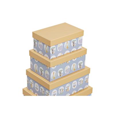 Set van opstapelbare opbergboxen DKD Home Decor dieren Blauw Karton (43,5 x 33,5 x 15,5 cm)