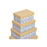 Set van opstapelbare opbergboxen DKD Home Decor dieren Blauw Karton (43,5 x 33,5 x 15,5 cm) - thumbnail
