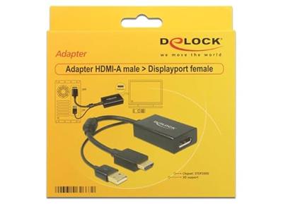 Delock 62667 Adapter HDMI-A male > DisplayPort 1.2 female zwart - thumbnail