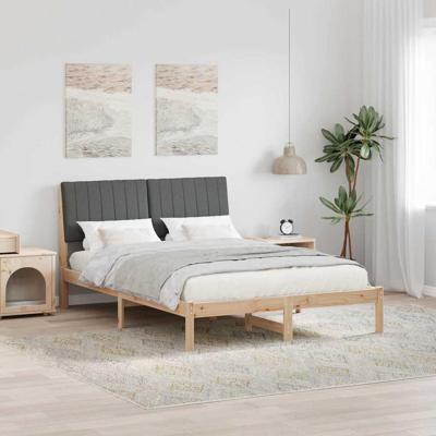 Bedframe Donkergrijs 140 x 190 cm Massief grenenhout