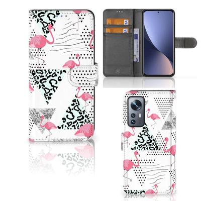 Xiaomi 12 | 12X | Telefoonhoesje | Met pasjeshouder | Flamingo Triangle