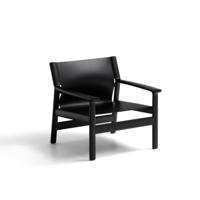 Kave Home Jan fauteuil leder Zwart essenhout - thumbnail