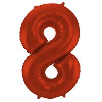 Folieballon Rood Metallic Mat Cijfer 8 - 86 cm - thumbnail