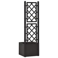 Plantenbak hoog met latwerk en zelfbewateringssysteem antraciet - thumbnail