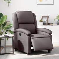 Fauteuil verstelbaar elektrisch echt leer donkerbruin - thumbnail