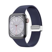 By Qubix - Siliconen bandje - Folding Buckle - Donkerblauw - Compatible met Apple Watch 38mm / 40mm / 41mm / 42mm - Compatible Apple watch bandjes - thumbnail