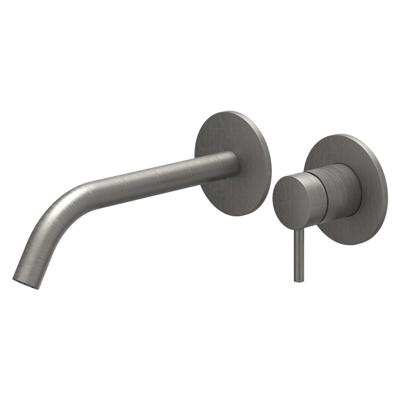 IVY Bond Wastafelkraan Afbouwdeel - 2-Gats Wandmontage - Gebogen Uitloop - Geborsteld Metal Black PVD