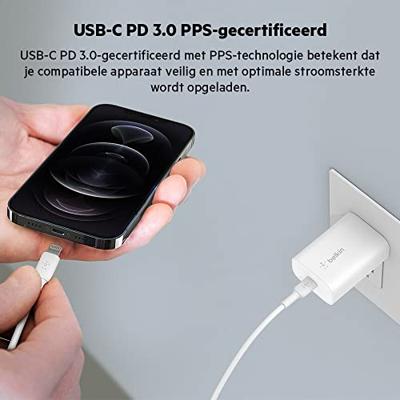 Belkin 25W USB-C PD 3.0 Wandlader met PPS oplader - thumbnail